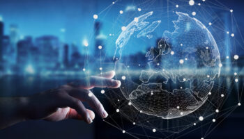 Businessman,Touching,Global,Network,And,Data,Exchanges,Over,The,World